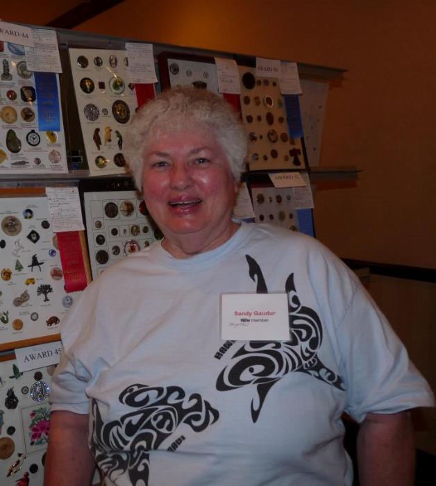 Sandy at button convention