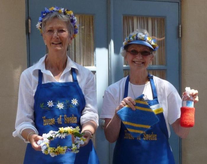 Karin and Berte showing off aprons